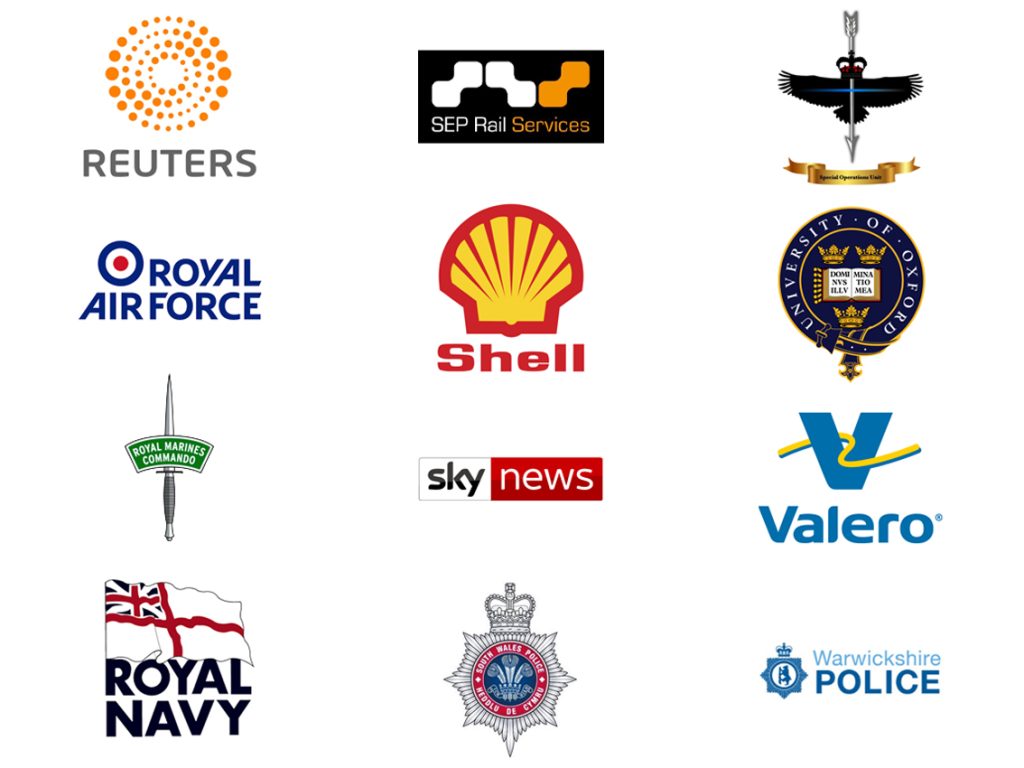 12 brands RUAS have partnered with: Reuters, SEP Rail Services, Royal Air Force, Shell, University of Oxford, Royal Marines Commando, Sky News, Valero, Royal Navy, Warwickshire Police, South Wales Police, Special Operations Unit.