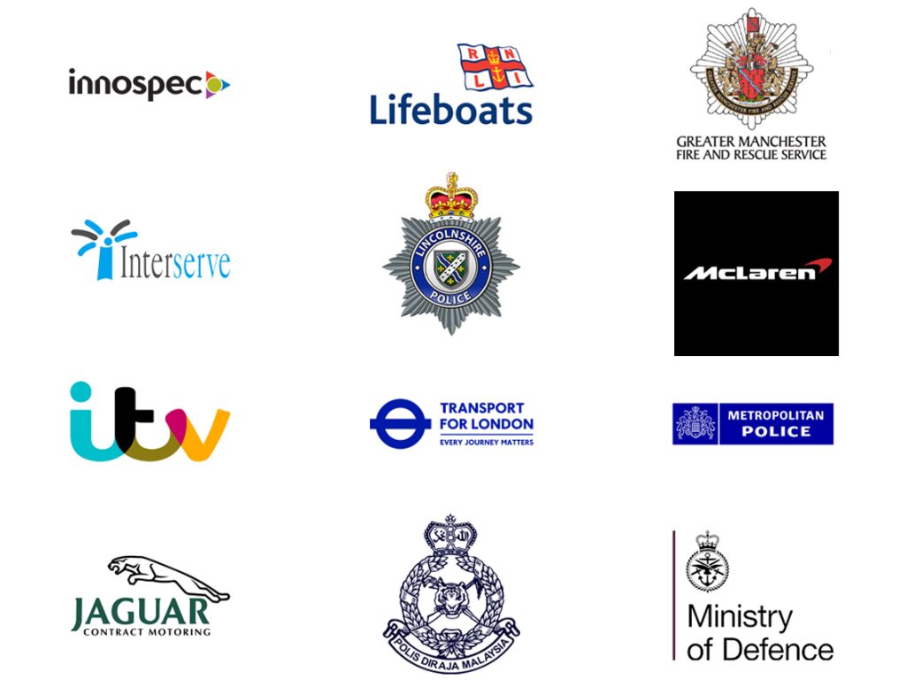 List of brands partnered with RUAS: innospec, Lifeboats, Greater Manchester Fire and Rescue, Interserve, Lincolnshire Police, McLaren, itv, Transport for London, Metropolitan Police, Jaguar, Police of Malaysia, Ministry Of Defence.