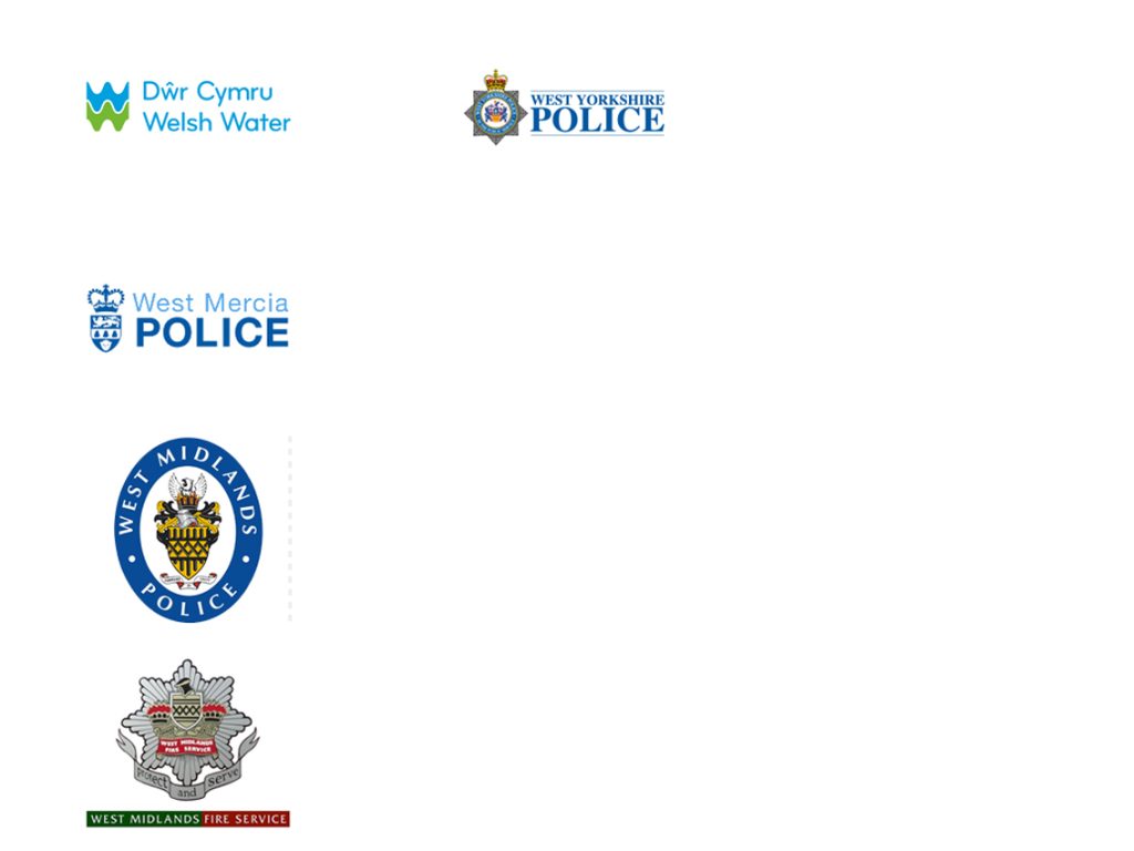 RUAS list of partners: Welsh Water, West Yorkshire Police, West Mercia Police, West Midlands Police, West Midlands Fire Services.